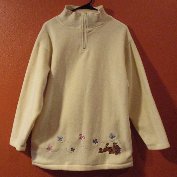 Scooby Doo Vintage 1999 Cartoon Network Woman Medium Cream Blue Pink Pullover - Picture 1 of 10